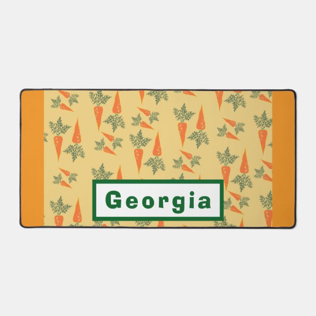 Cute Orange Carrot Name Personalized  Desk Mat (Front)