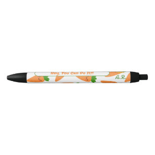 Cute Orange Carrots Green Monogram Initials Pen