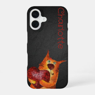 Cute orange cartoon cats name charcoal iPhone 16 case