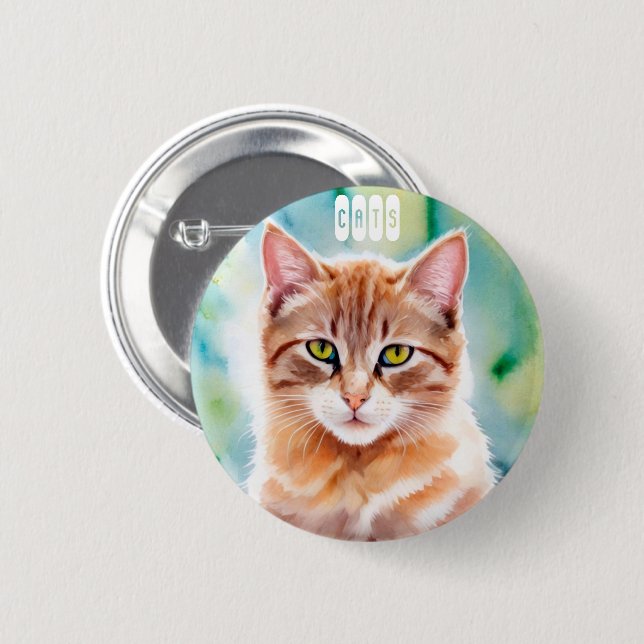 Cute Orange Cat 2 Inch Round Button (Front & Back)