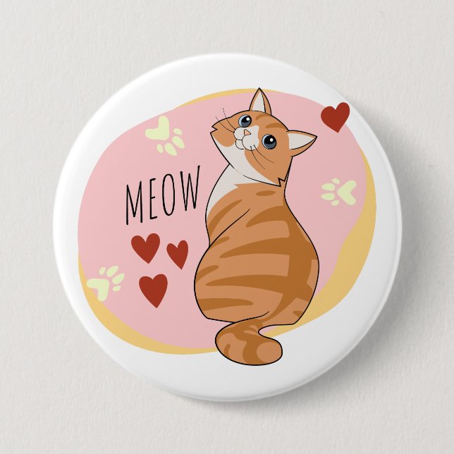 Cute orange cat 3 inch round button (Front)