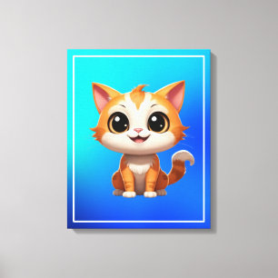 Cute Orange Cat Cartoon Style Character-89738 Canvas Print