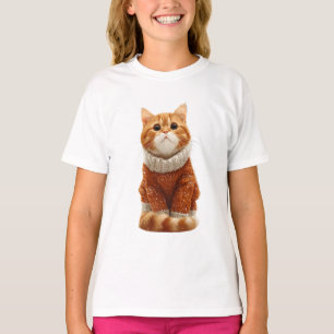 Cute Orange Cat Cozy Sweater Kids