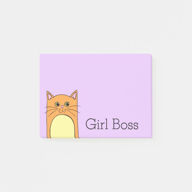 Cute Orange Cat Girl Boss Post-it Notes (Front)
