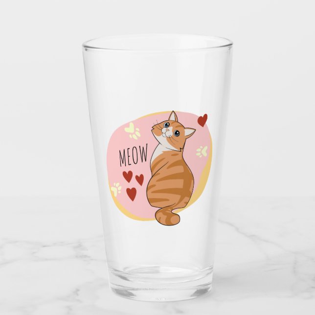 Cute orange cat glass (Front)
