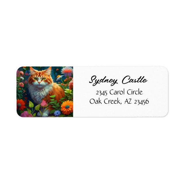 Cute Orange Cat in Flowers  (Front)