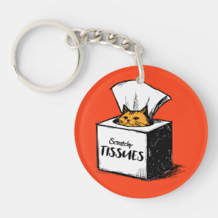 Cute Orange Cat in Tissue Box Custom Name  Keychain