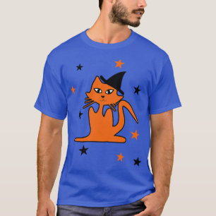 Cute Orange Cat in Witch Hat T-Shirt