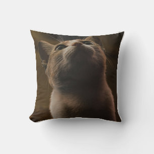 Cute Orange Cat Looking Up Throw Pillow Cozy Pet