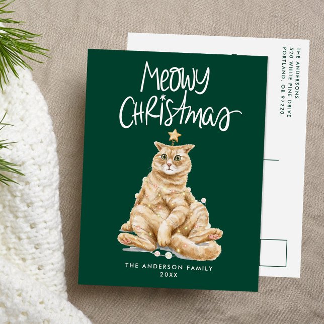 Cute Orange Cat Meowy Christmas Non-Photo Holiday Postcard (Creator Uploaded)