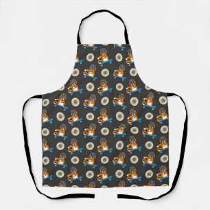 Cute Orange Cat on Skateboard Cartoon Apron