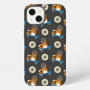 Cute Orange Cat on Skateboard Cartoon iPhone 13 Case