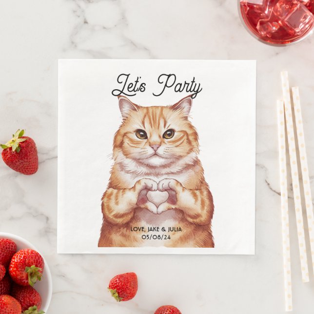 Cute Orange Cat Personalized Napkin (Insitu)
