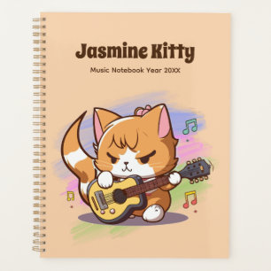 Cute Orange Cat Playing Guitar (Personalize) Planner