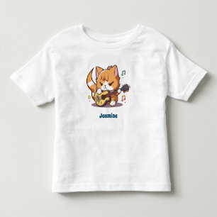 Cute Orange Cat Playing Guitar Toddler T-shirt