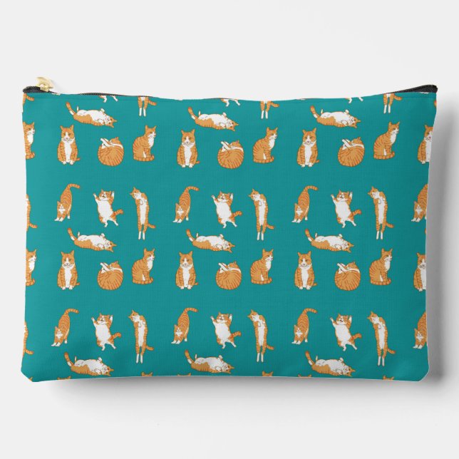 Cute Orange Cat Poses Accessory Pouch (Front)