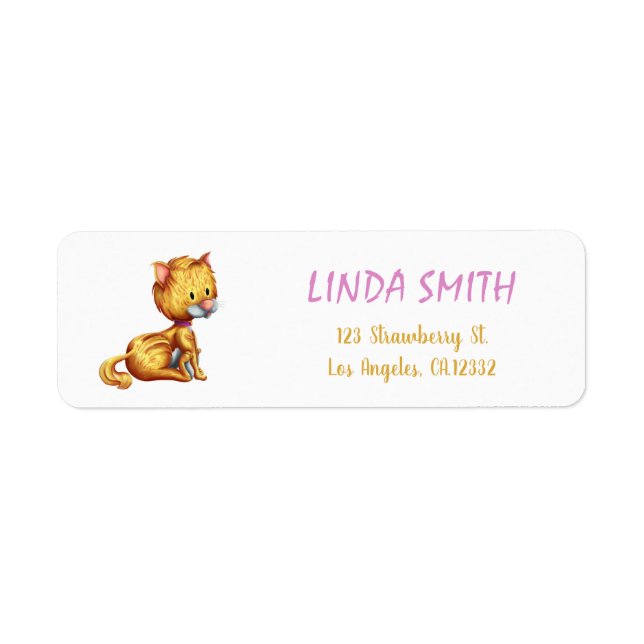 Cute Orange Cat Return Address (Front)