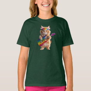 Cute Orange Cat Rock Star Kids' T-Shirt