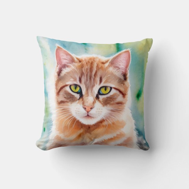 Cute orange cat throw pillow (Front)