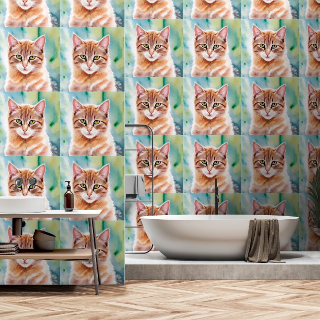 Cute Orange Cat Wallpaper (Bathroom)