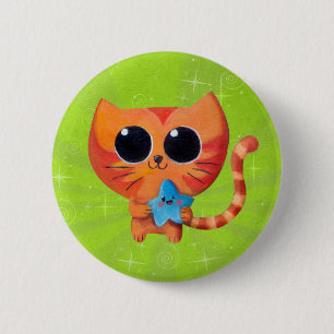 Cute Orange Cat with Star 2 Inch Round Button