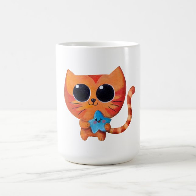 Cute Orange Cat with Star Coffee Mug (Center)
