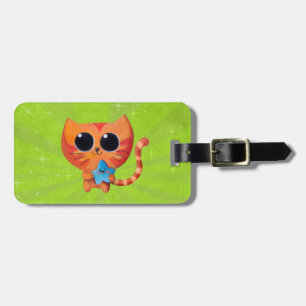 Cute Orange Cat with Star Luggage Tag