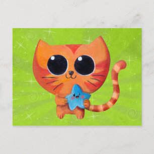 Cute Orange Cat with Star Postcard