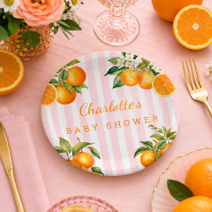 Cute Orange Citrus Baby shower Paper Plate