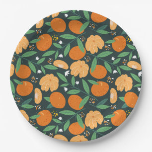 cute orange citrus party  paper plate