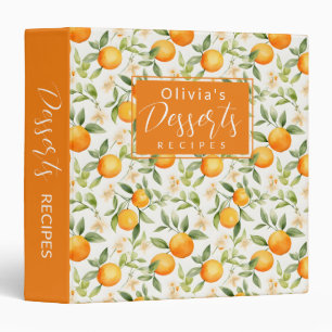 Cute Orange Citrus Personalized Dessert Recipe Binder