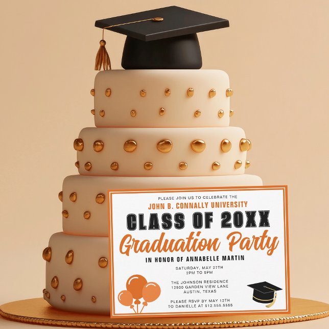 Cute Orange Class of 2025 Modern Graduation Party Invitation (Creator Uploaded)