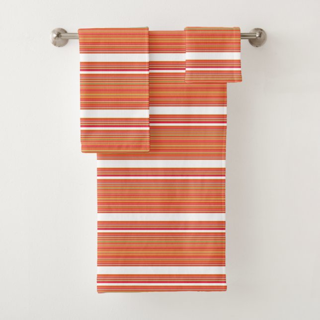 Cute orange colourful stripes bath towel set (Insitu)
