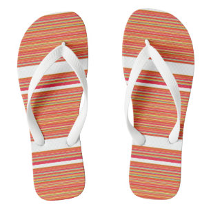 Cute orange colourful stripes flip flops