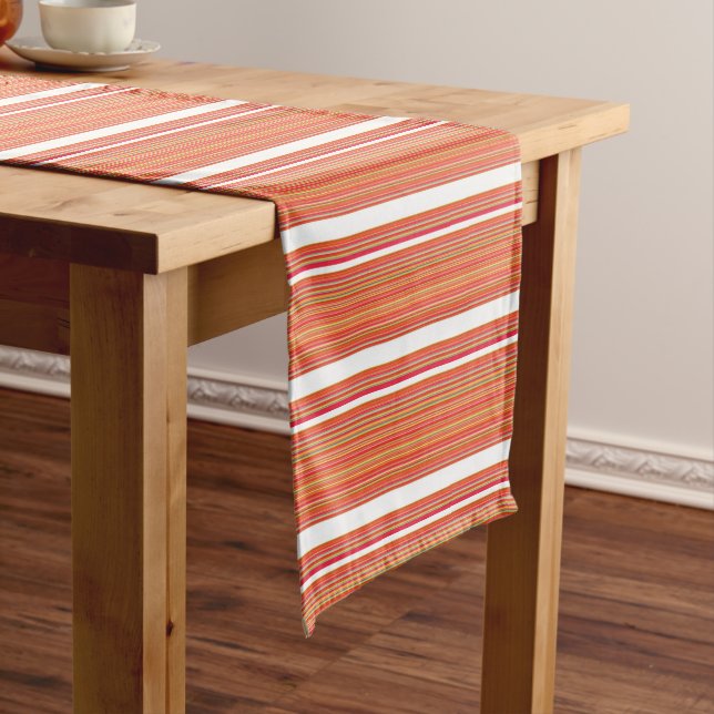 Cute orange colourful stripes short table runner (In Situ)