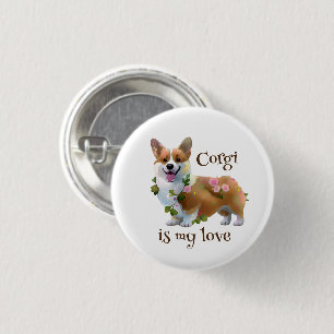 Cute Orange corgi for a positive mood 1 Inch Round Button