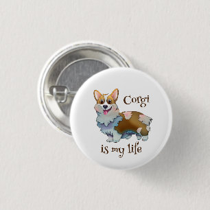 Cute Orange corgi for a positive mood 1 Inch Round Button