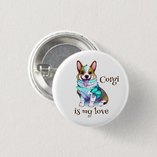 Cute Orange corgi for  a positive mood  1 Inch Round Button