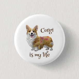 Cute Orange corgi for a positive mood 1 Inch Round Button