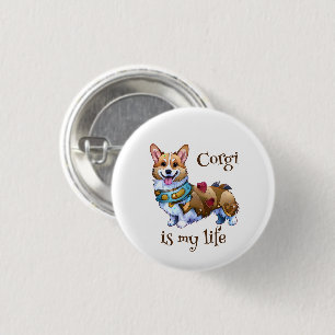 Cute Orange corgi for  a positive mood  1 Inch Round Button
