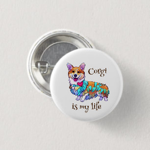 Cute Orange corgi for a positive mood 1 Inch Round Button