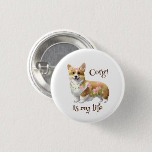 Cute Orange corgi for a positive mood 1 Inch Round Button