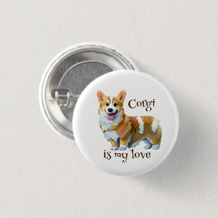 Cute Orange corgi for a positive mood 1 Inch Round Button