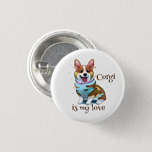Cute Orange corgi for  a positive mood  1 Inch Round Button