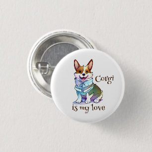 Cute Orange corgi for  a positive mood  1 Inch Round Button
