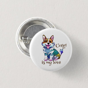 Cute Orange corgi for a positive mood 1 Inch Round Button
