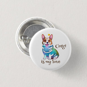 Cute Orange corgi for a positive mood 1 Inch Round Button