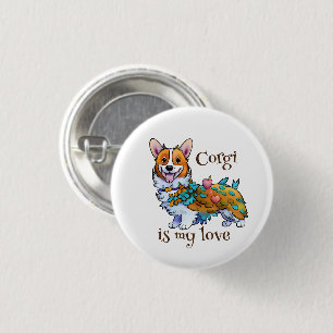 Cute Orange corgi for a positive mood 1 Inch Round Button