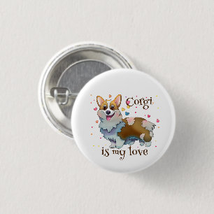 Cute Orange corgi for  a positive mood  1 Inch Round Button