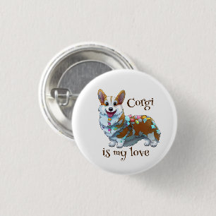 Cute Orange corgi for  a positive mood  1 Inch Round Button